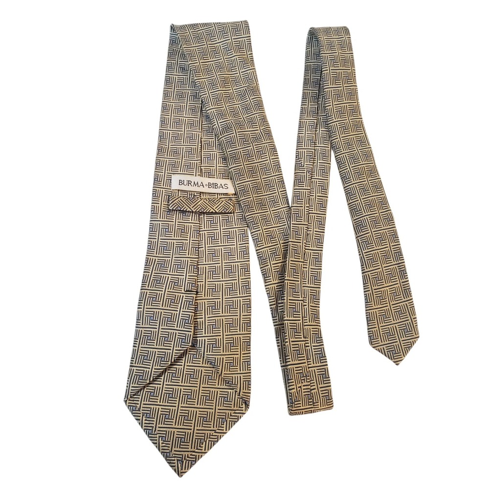 Burma Bibas‎ Mens Tie Necktie Designer Luxury Gold Black Blue Geometric Business